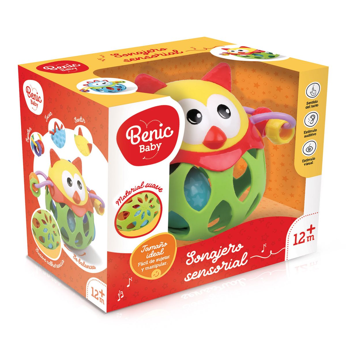 BENIC BABY - Juguete Sonajero Sensorial Suave con Texturas y Sonido Bebé