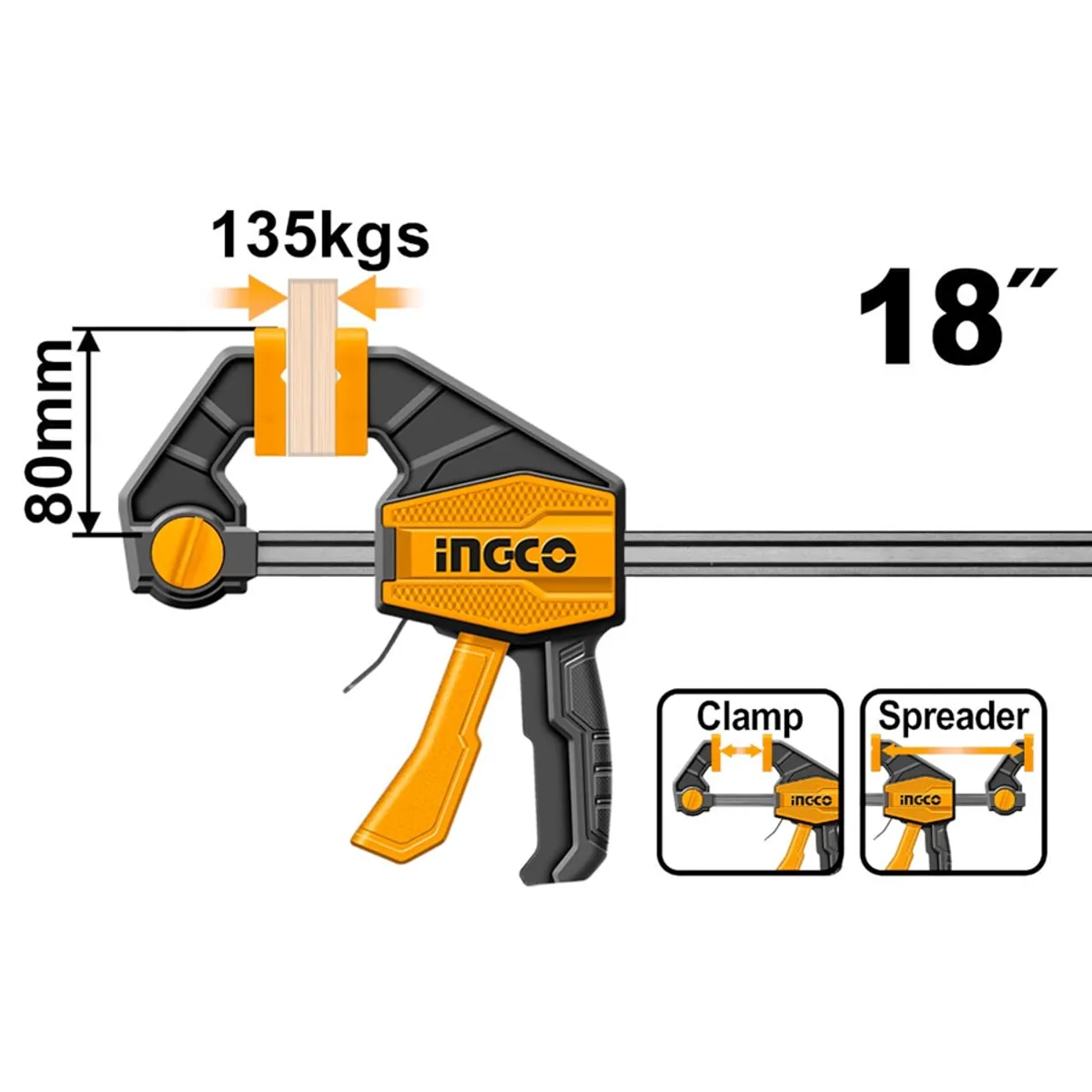 INGCO - Prensa Sargento Rapida Industrial 80x450mm Ingco Hqbc18801