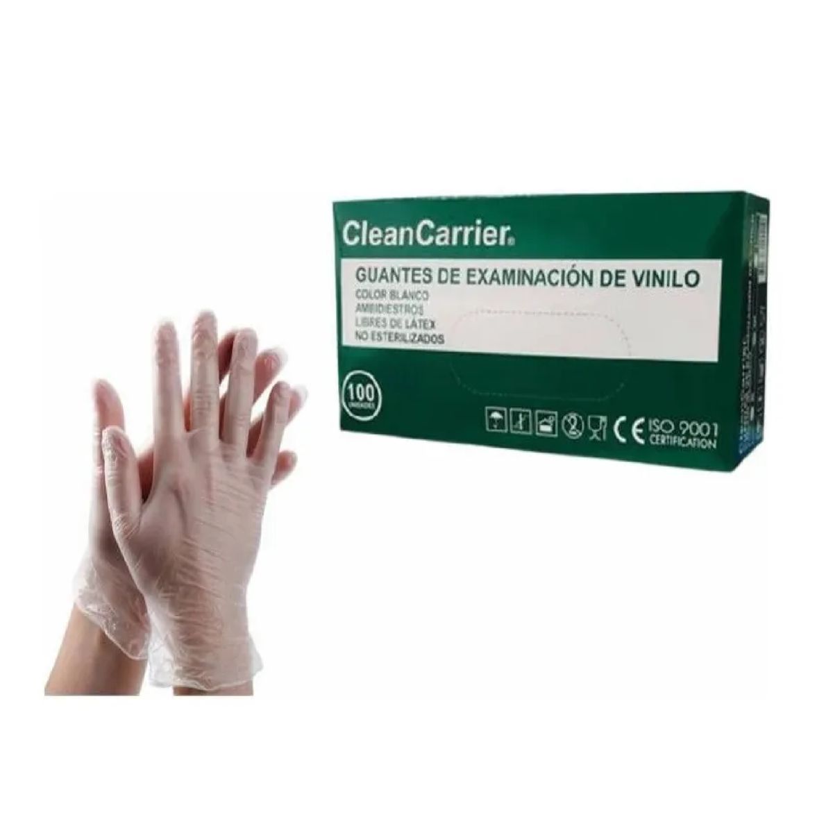 CLEANCARRIER - Guantes Vinilo Transparente Cleancarrier Talla S Pack X1000