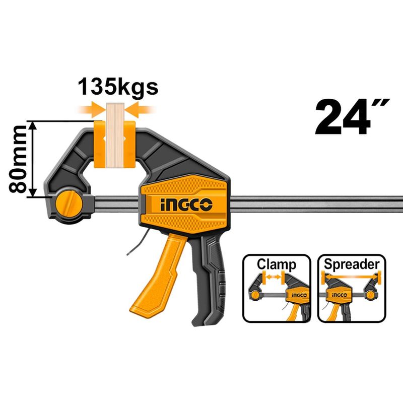 INGCO - Prensa Sargento Rapida Industrial 80x600mm Ingco Hqbc24802