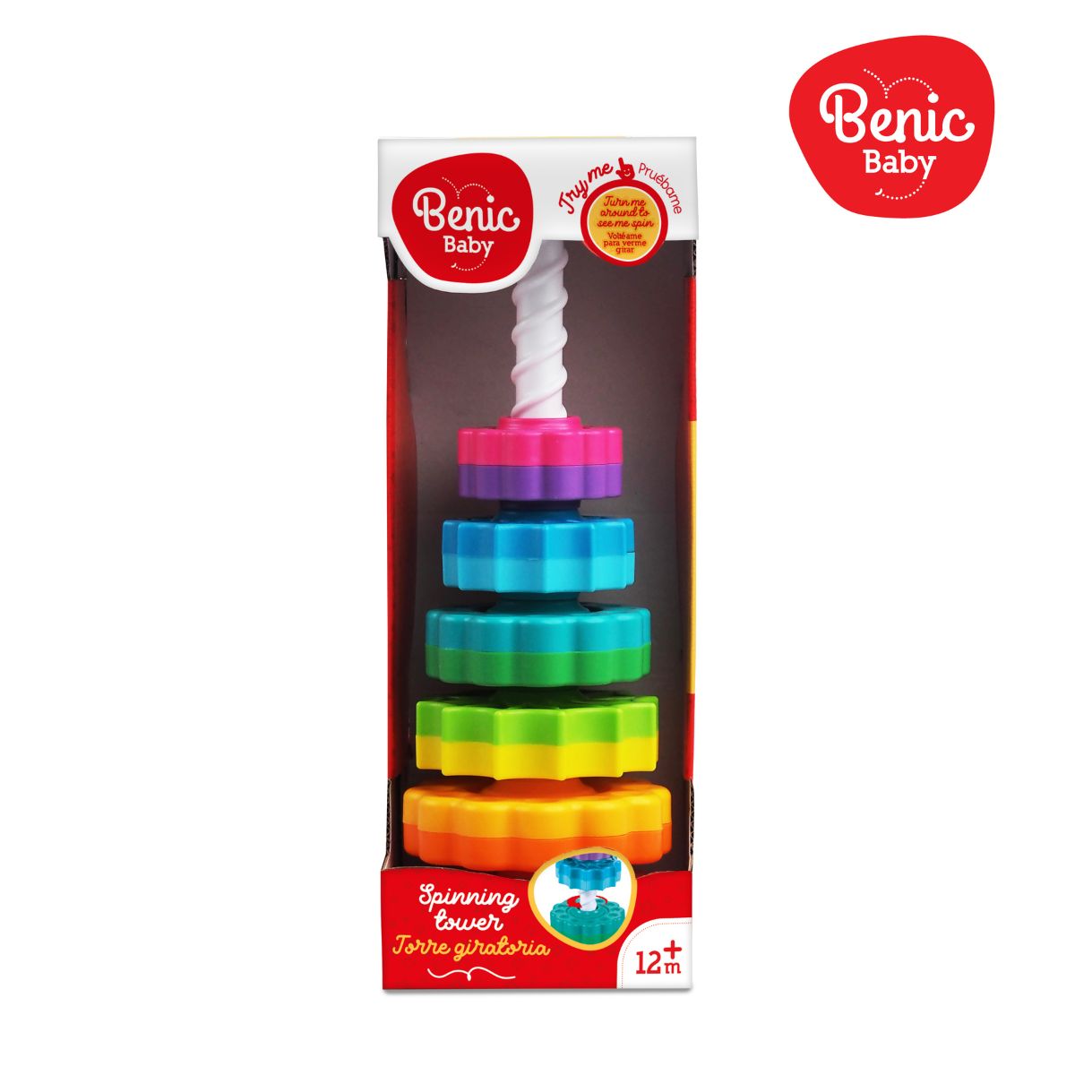 BENIC BABY - Juguete Torre Giratoria con Anillos Apilables Bebé 35 cm