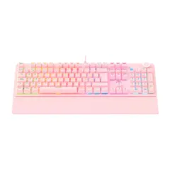 FANTECH - Teclado Gamer Maxpower MK853 Qwerty Red Español Color Rosa Con Luz Rgb