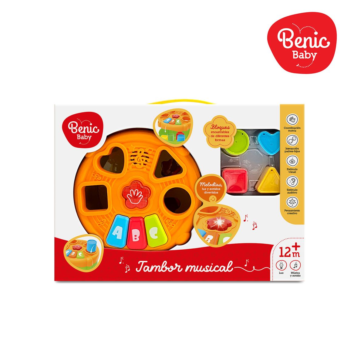 BENIC BABY - Juguete Tambor Musical con Luz y Sonido Bebé