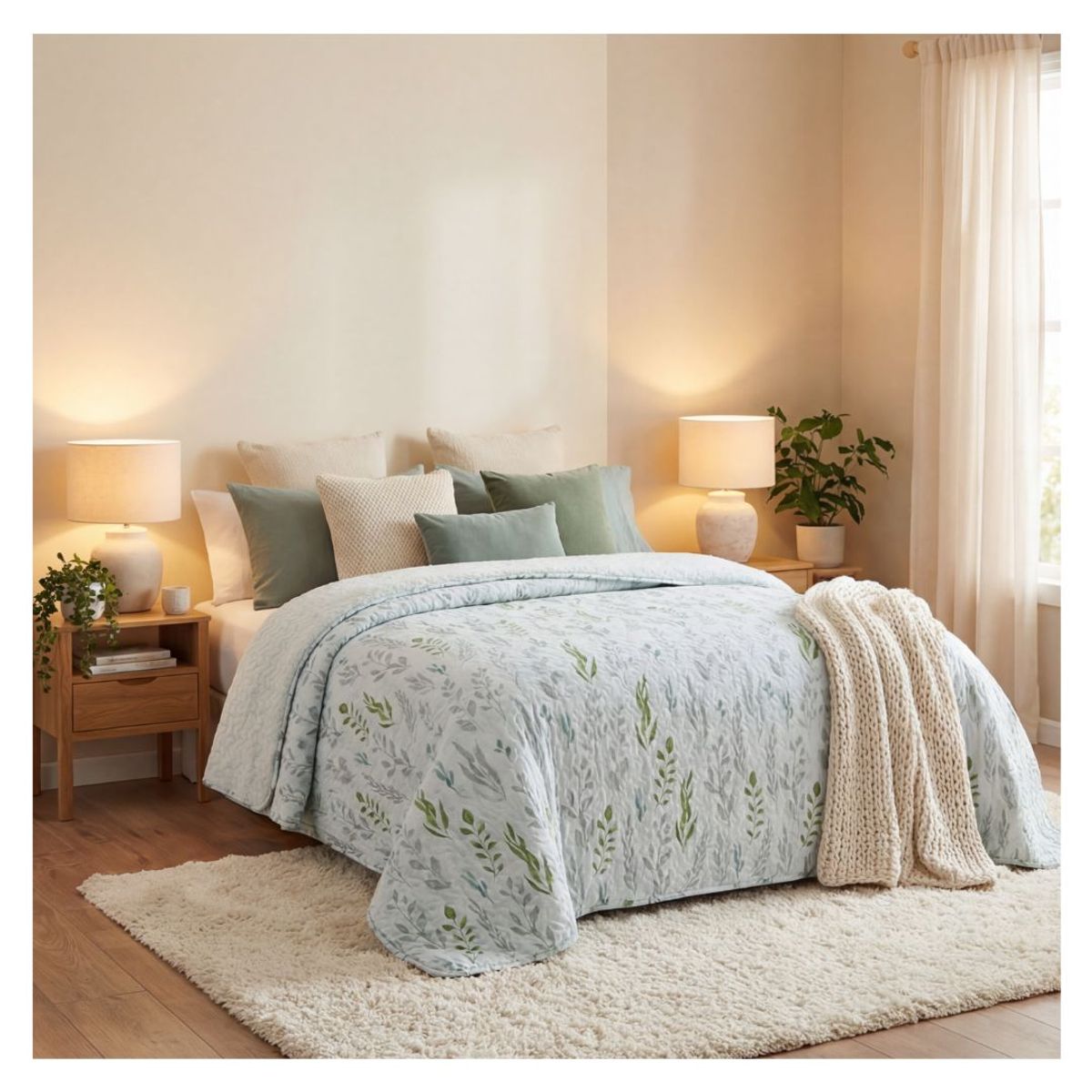 GENERICO - Cubrecama Sherpa 2 Plazas - Blanco Mundo Natural M952