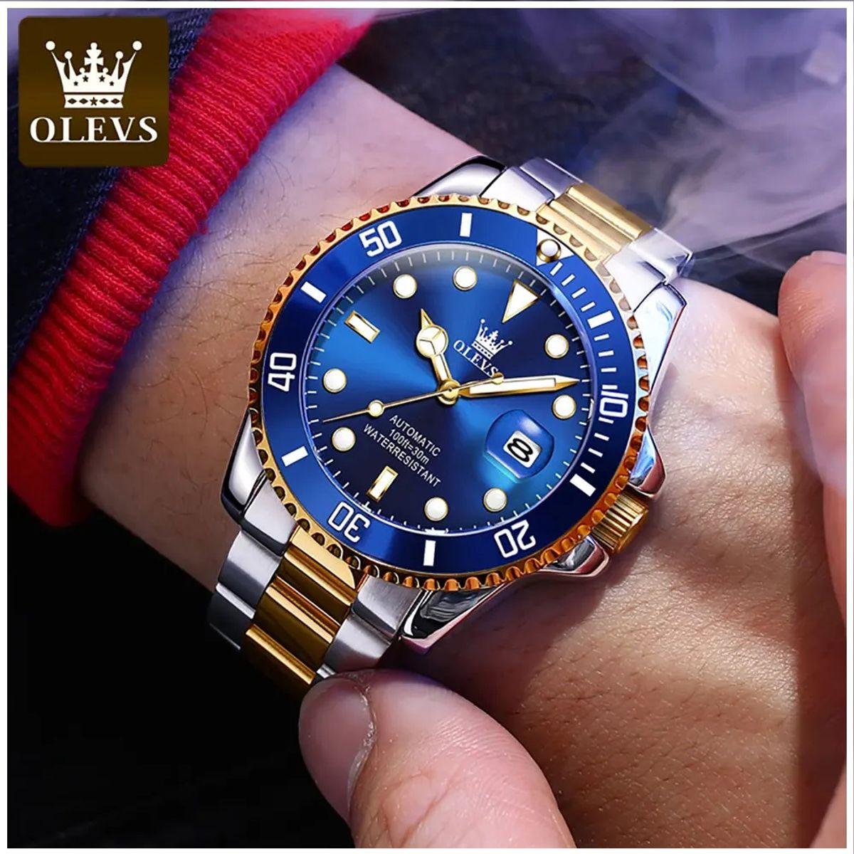 GENERICO - Reloj para Hombre de Lujo OLEVS Acero Inoxidable Calendario 30M