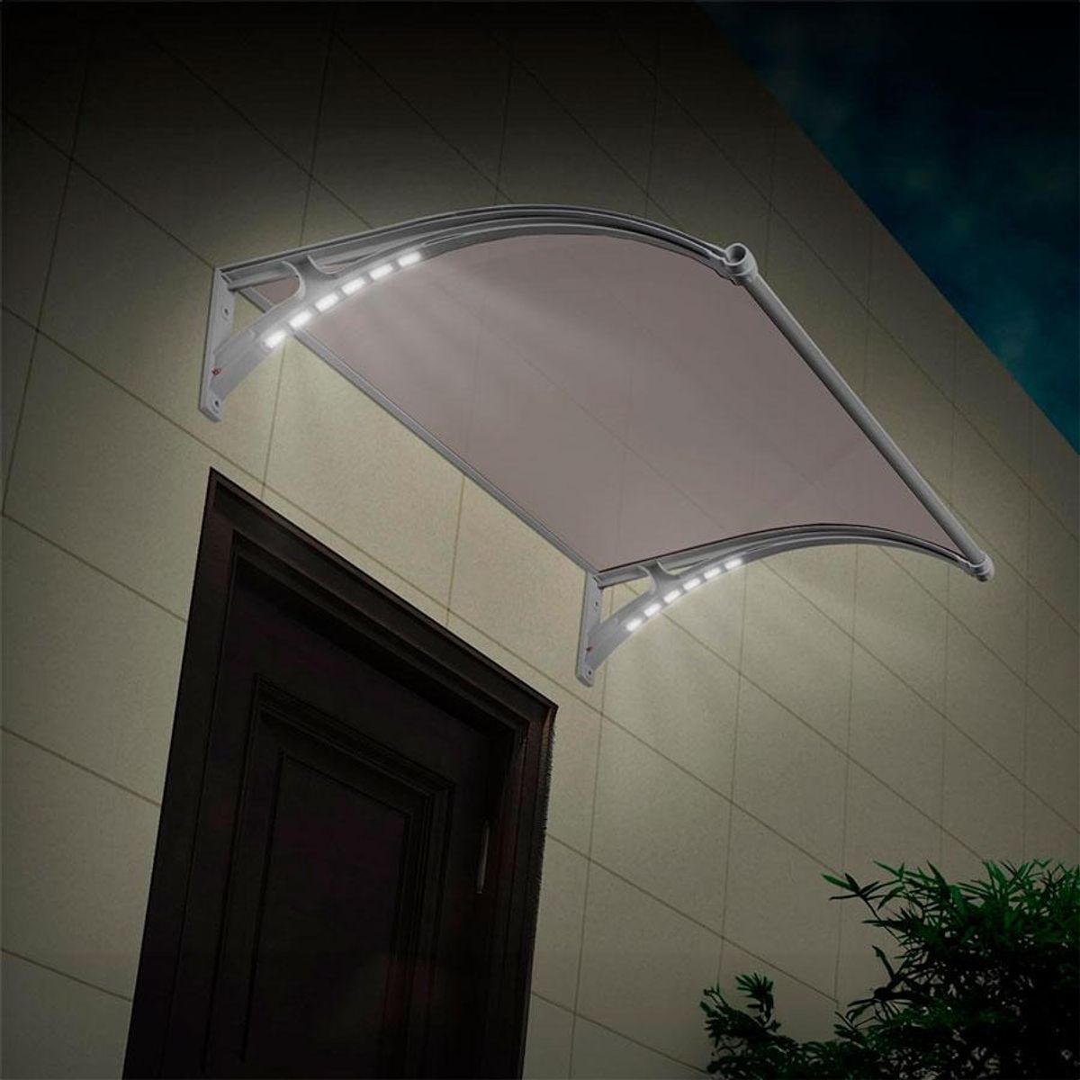 DVP - Alero Curvo Transparente 1,0x1,2mts Con Luz Led