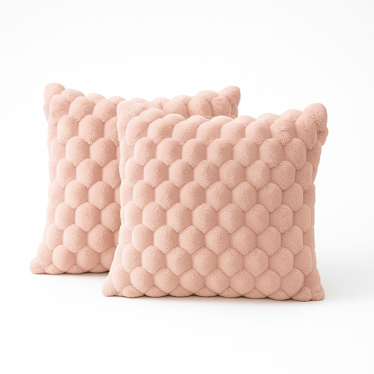 ARMONIA - Pack 2 fundas cojín rosa burbuja 45x45 suave decoración 651