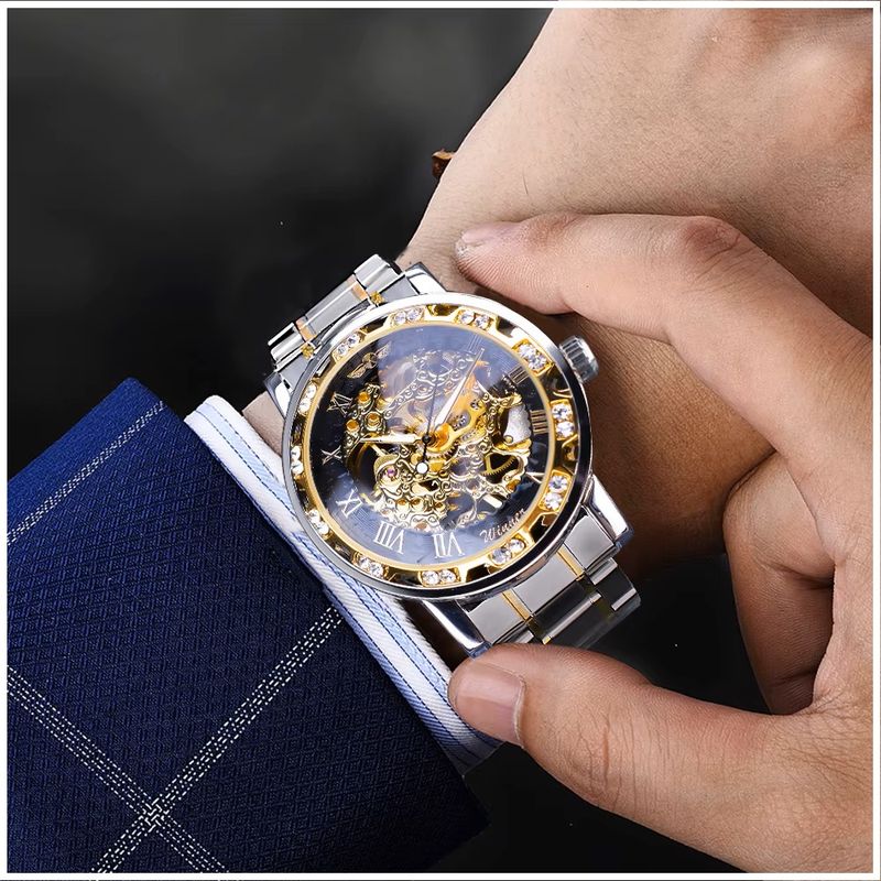 GENERICO - Reloj Mecánico Automático de Lujo Correa Acero Inoxidable Cristal