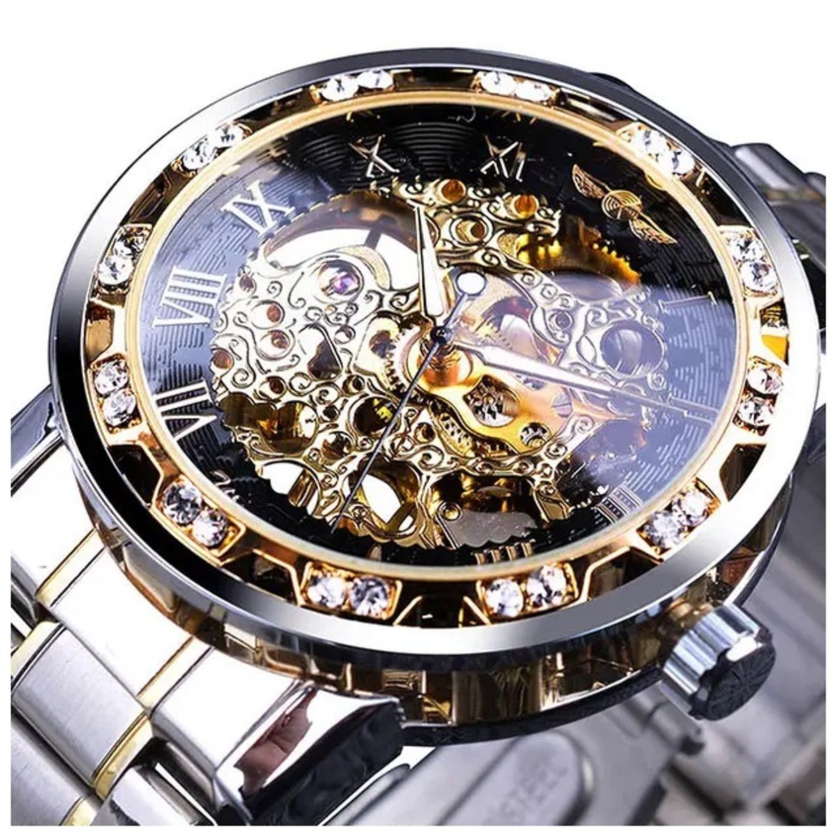 GENERICO - Reloj Mecánico Automático de Lujo Correa Acero Inoxidable Cristal