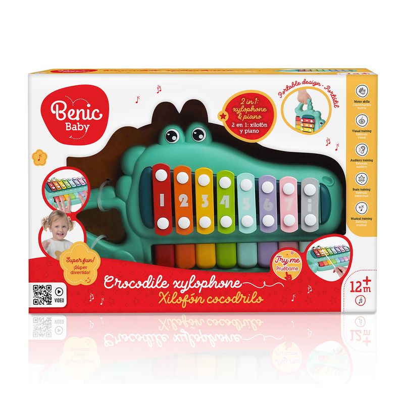 BENIC BABY - Xilófono Cocodrilo con Baquetas de Colores