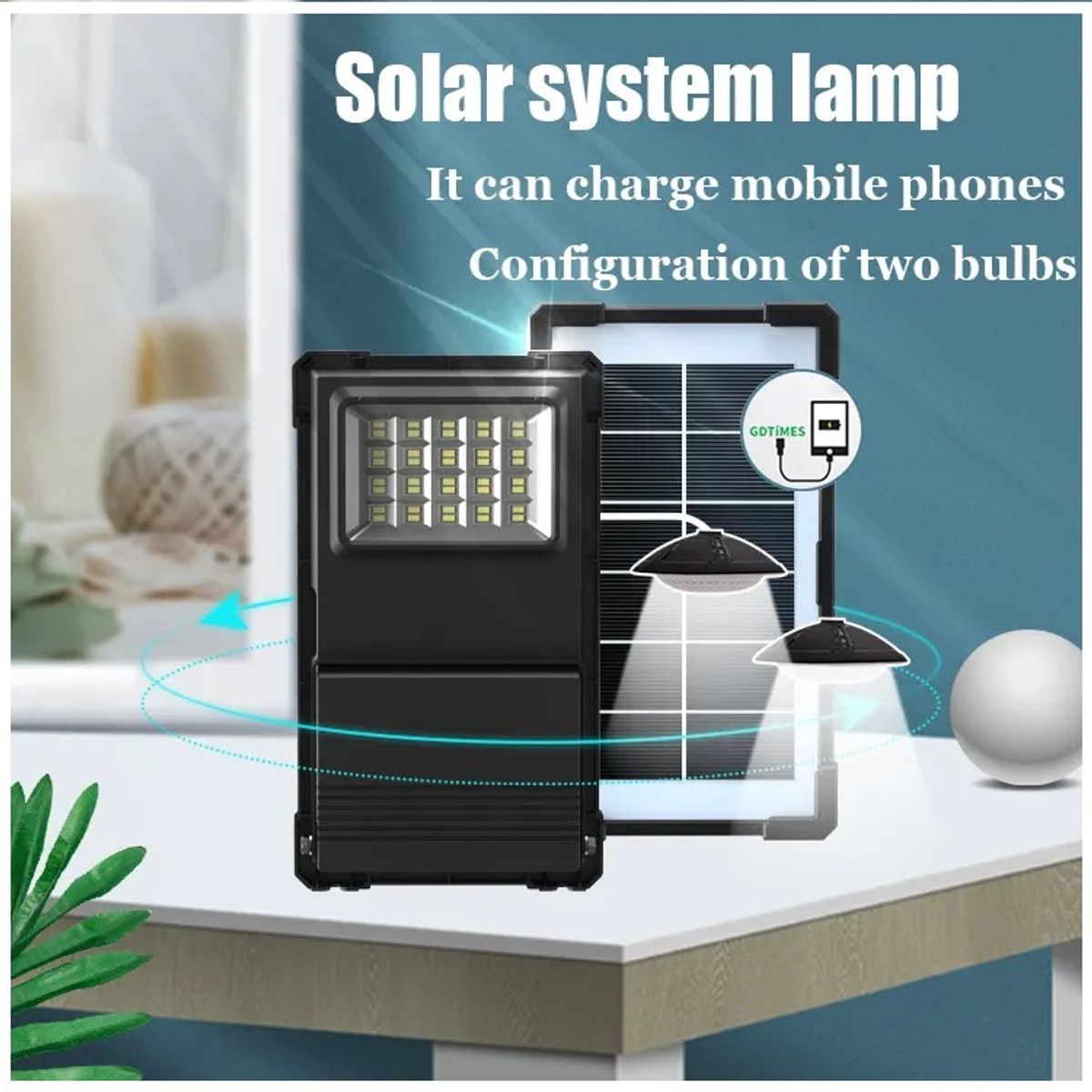 GENERICO - Kit Solar Portátil con Panel Solar Iluminación LED y Cargador USB