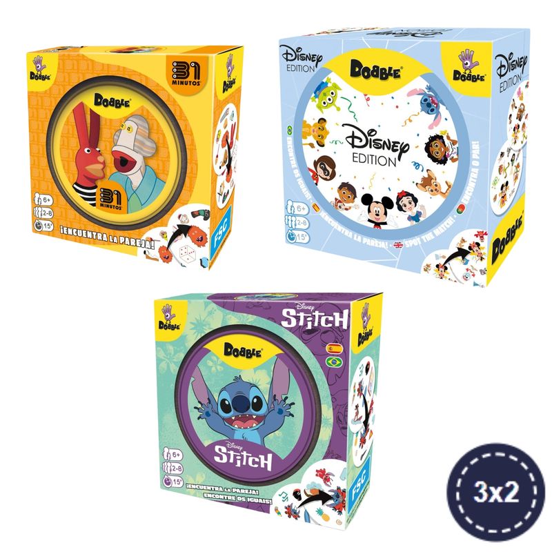 ASMODEE - Pack Dobble - Disney + 31 Minutos + Lilo y Stitch