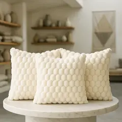 ARMONIA - Pack 3 cubre cojines blanco burbuja 45x45 moderno 651