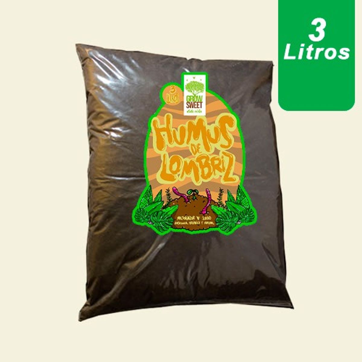 GROW SWEET - Kit Sustrato Vivo 12L Humus, Turba, Perlita y Fibra de Coco