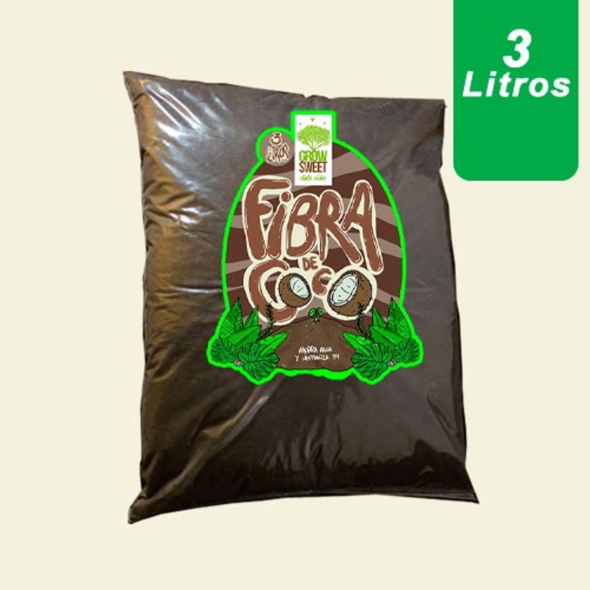 GROW SWEET - Kit Sustrato Vivo 12L Humus, Turba, Perlita y Fibra de Coco