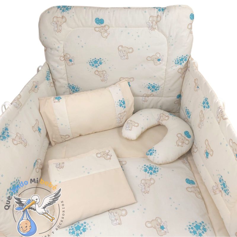 GENERICO - Set para Cuna Estándar Beige Koala Celeste