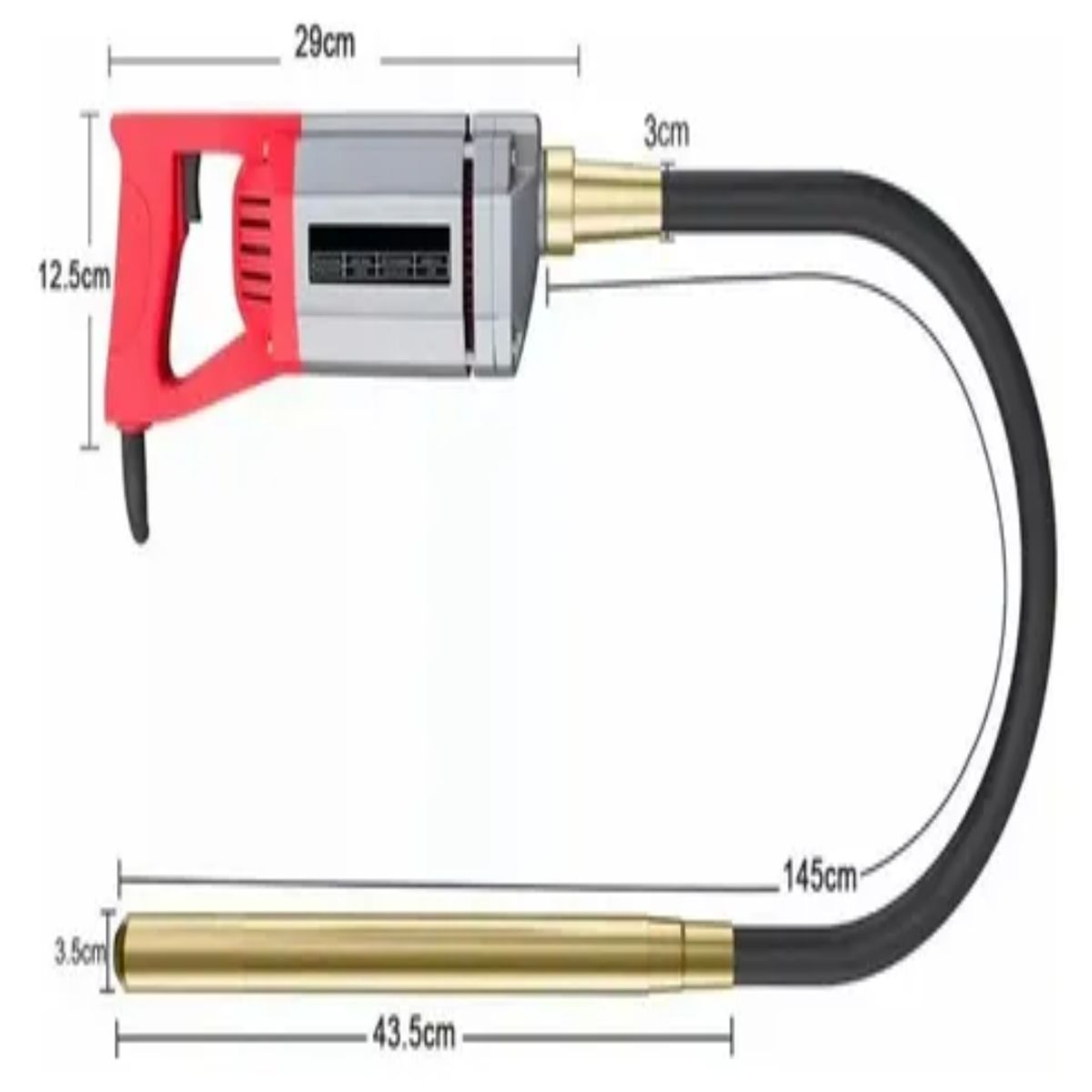 GENERICO - Vibrador Hormigón 1300w Sonda 15mtrs Línea Profesional
