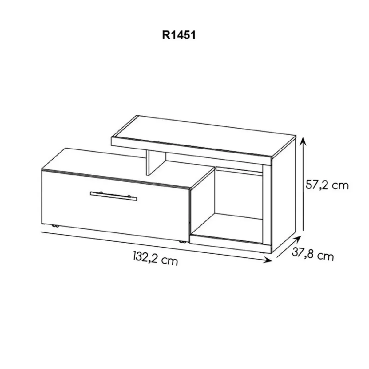 TECNOMOBILI - Rack TV 55 Rustico-negro R1451 Tecnomobili