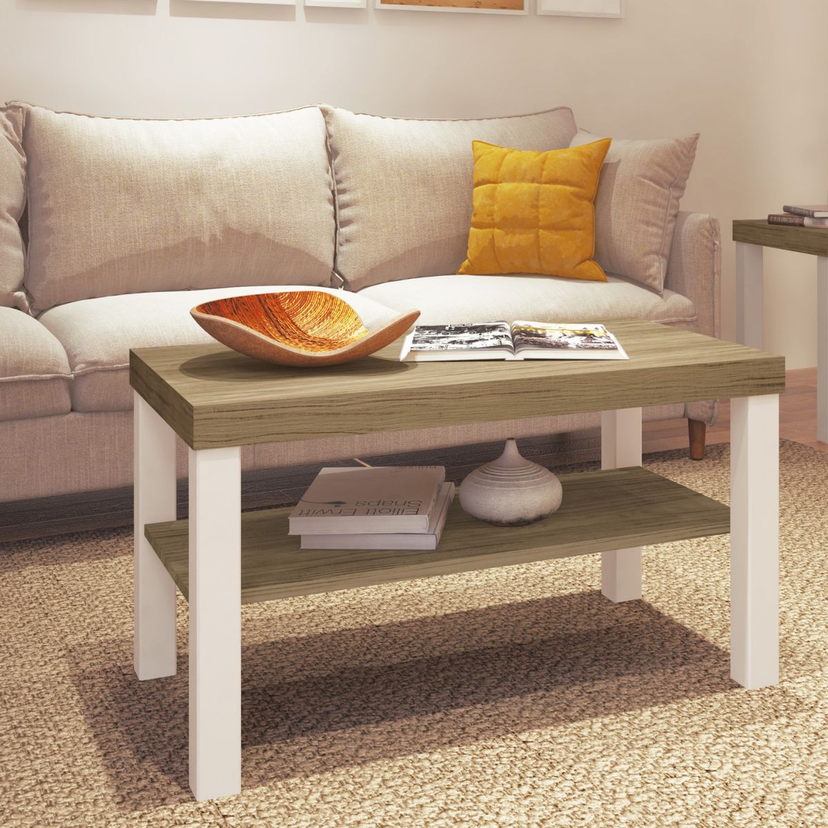 EXIT - Mesa de Centro Rectangular 80x45x45 cm Marrón Beige - Up