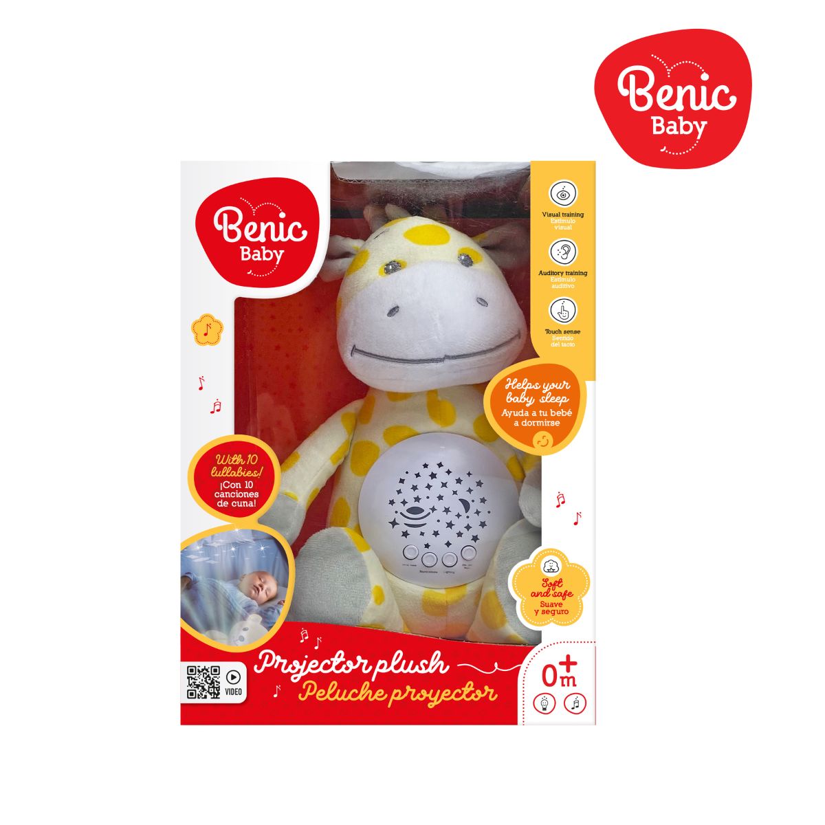 BENIC BABY - Juguete Peluche Jirafa Proyector de Luces y Sonidos Bebé