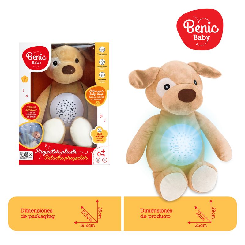 BENIC BABY - Peluche Perrito con Proyector de Luces y Sonidos Relajantes