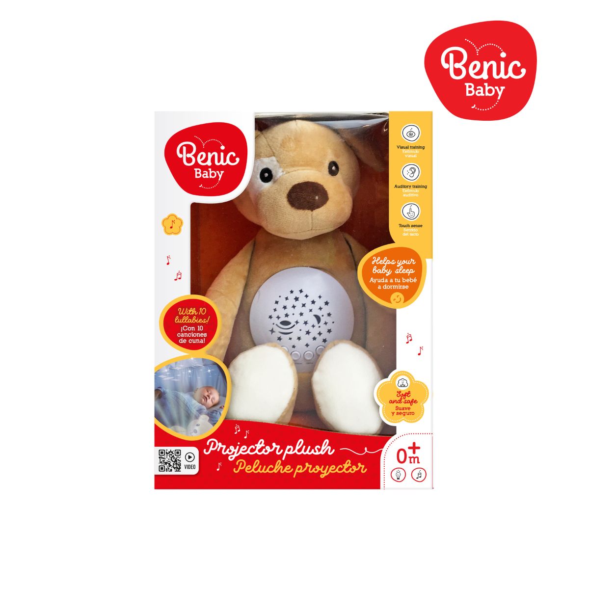 BENIC BABY - Juguete Peluche Perrito Proyector de Luces y Sonidos Bebé
