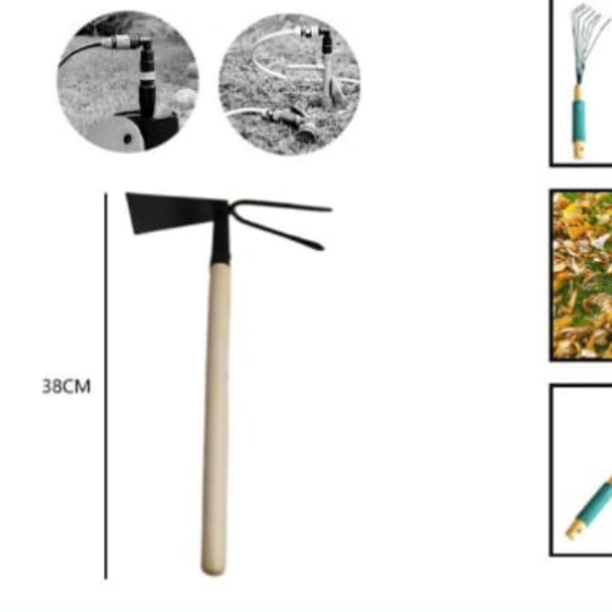 GENERICO - Azada Plana De Doble Uso Mango De Madera 38 Cm