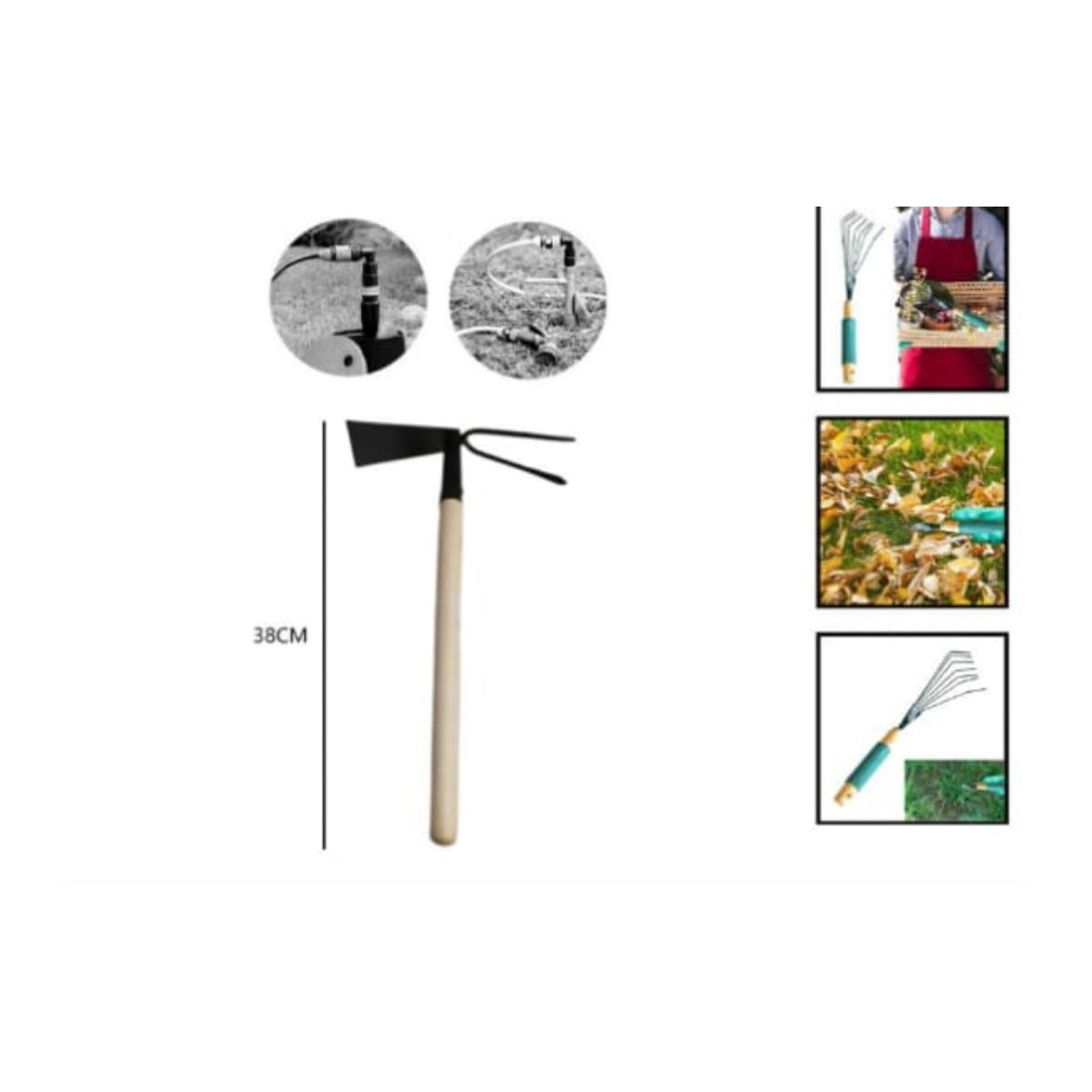 GENERICO - Azada Plana De Doble Uso Mango De Madera 38 Cm