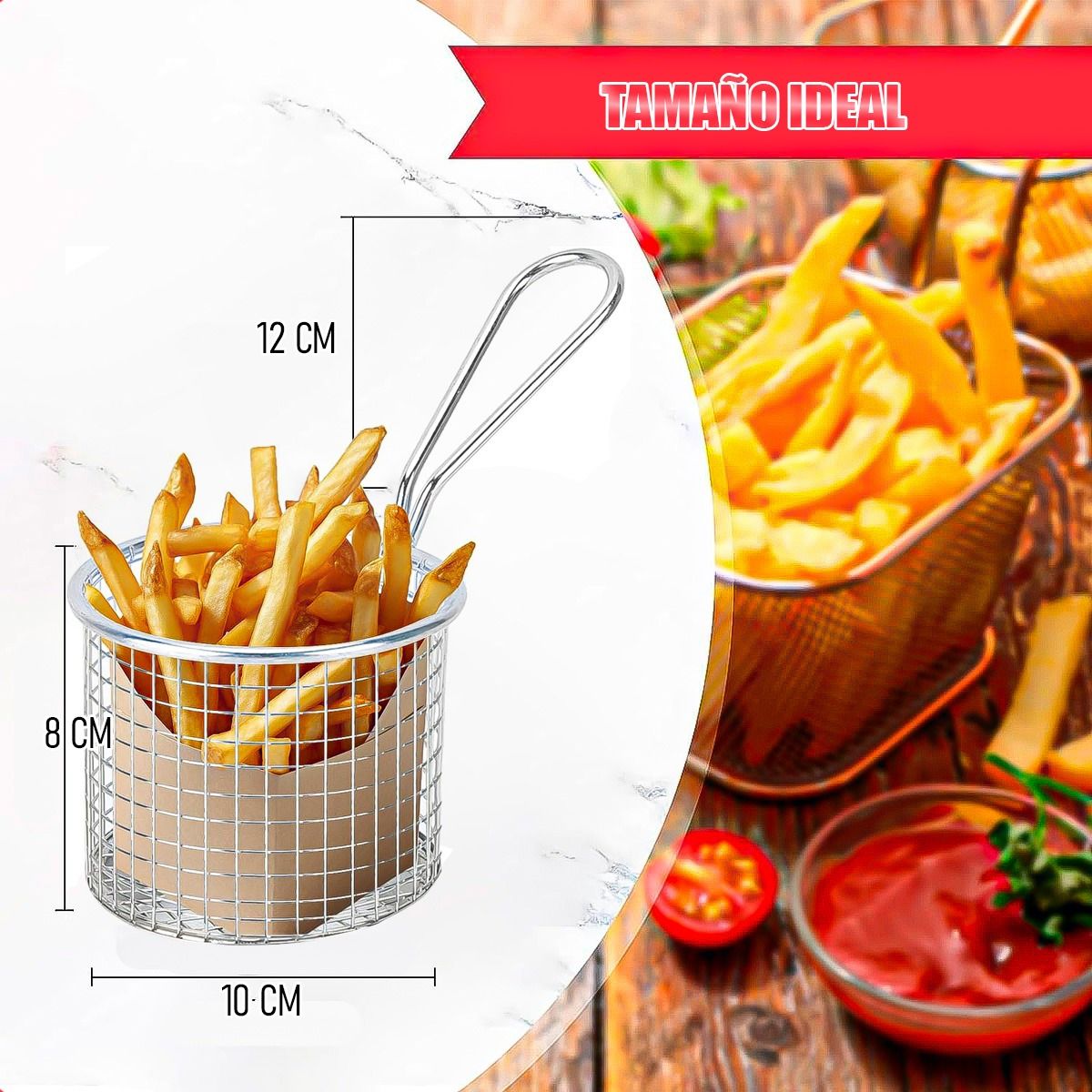 GENERICO - Canasto Papas Fritas Cesta De Freir Cesta Para Freidora Coci