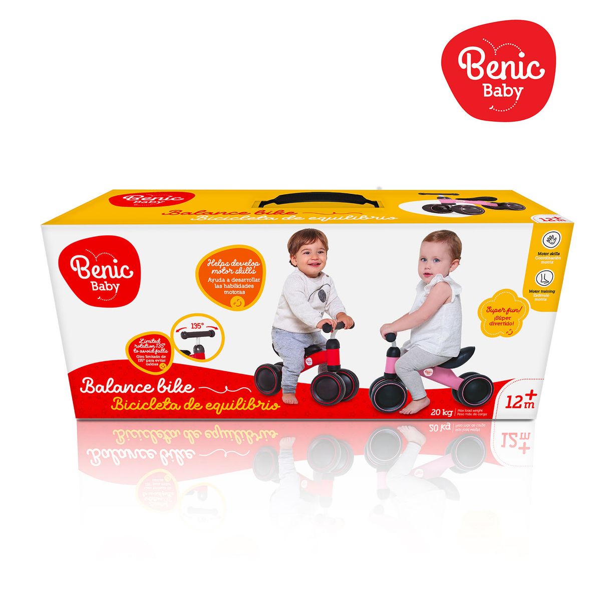 BENIC BABY - Bicicleta de Equilibrio Roja sin Pedales 50 cm