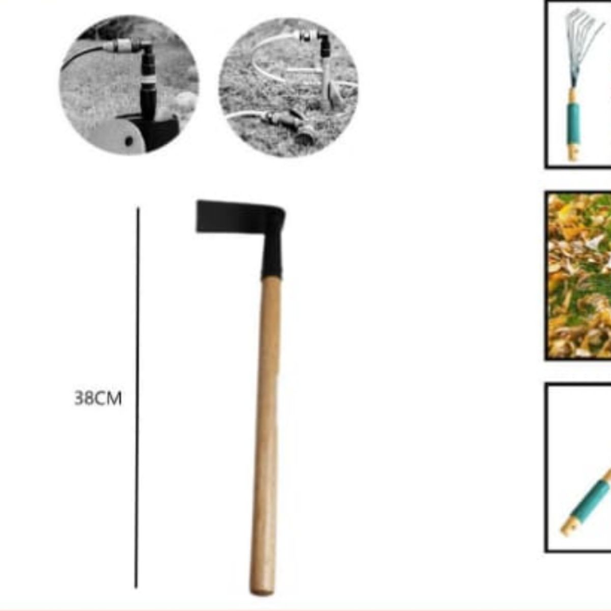 GENERICO - Azado Plana Para Jardineria Mango De Madera 38 Cm