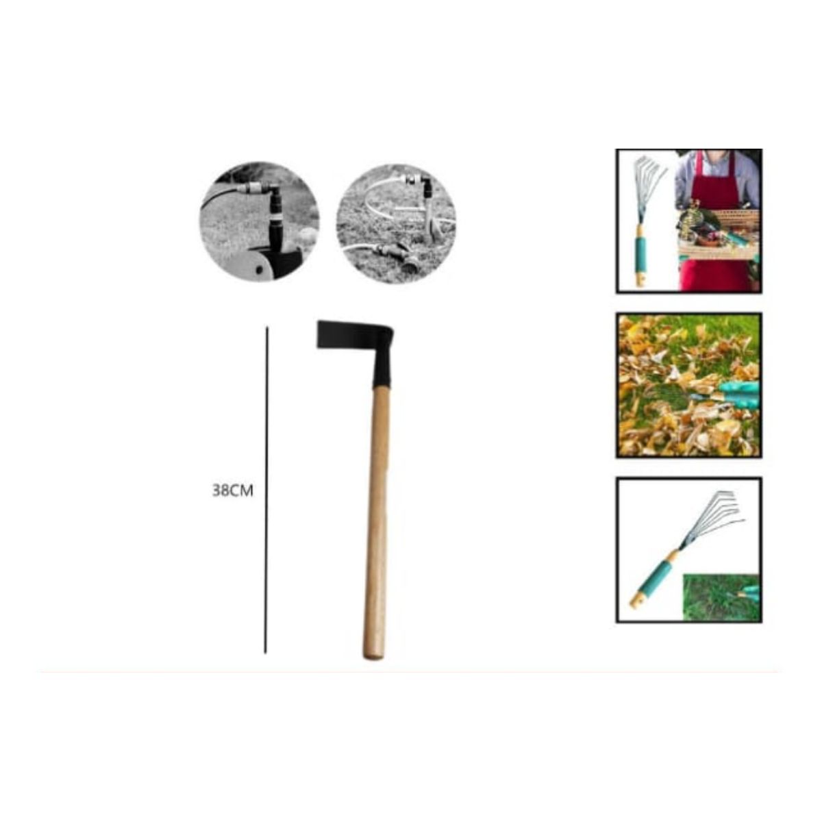 GENERICO - Azado Plana Para Jardineria Mango De Madera 38 Cm