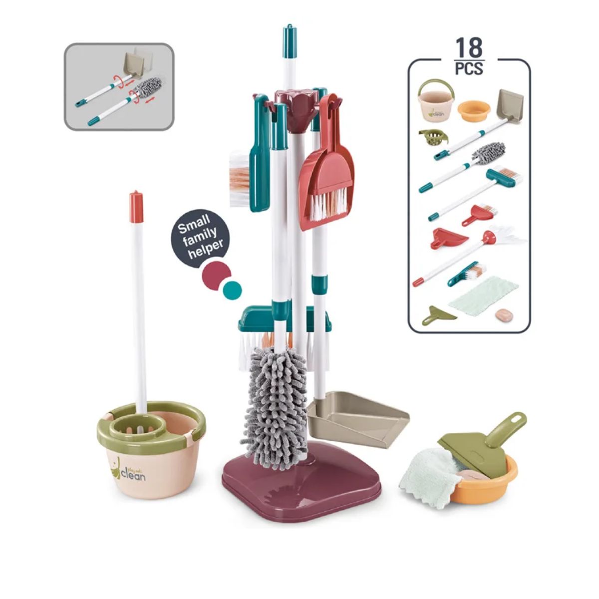 OEM - JUEGO SIMULACION LIMPIEZA PARA NIÑOS 18 PCS