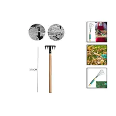 GENERICO - Rastrillo De Cesped 5 Dientes Mango Madera 37,5Cm