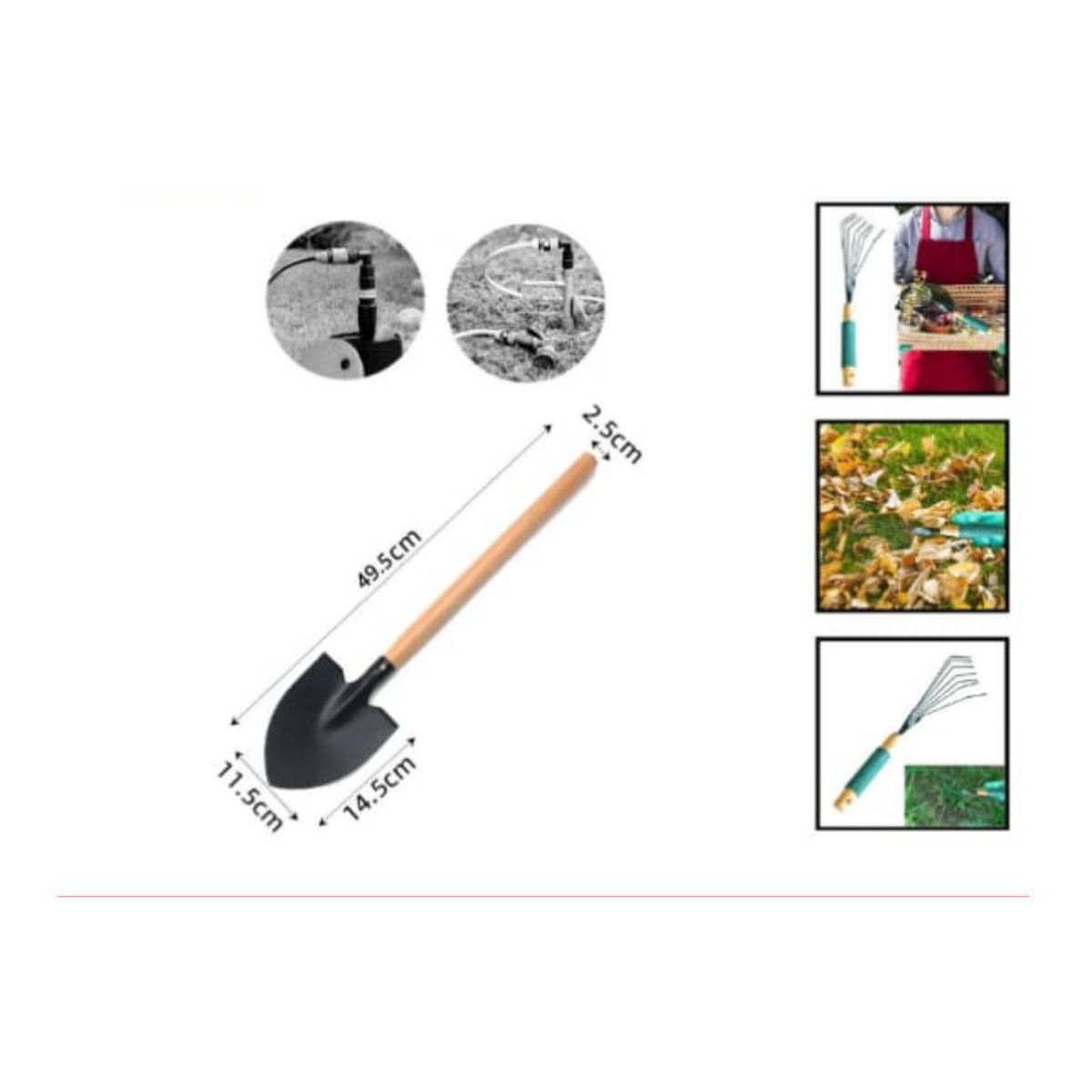 GENERICO - Pala Con Mango De Madera Jardineria 49 Cm