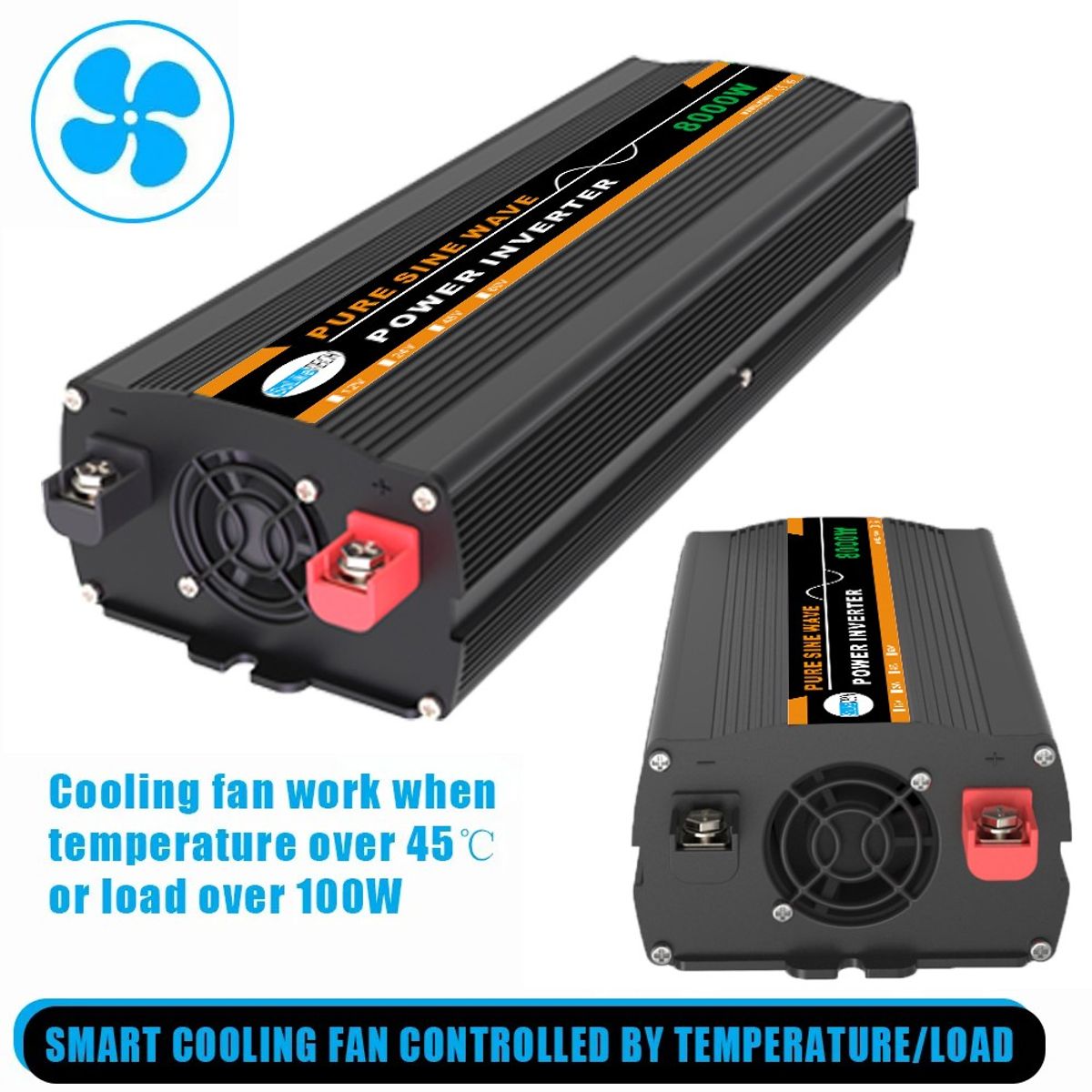 MUNDO MAGIA - 8000w Inversor De Corriente 12v A 220v Para Auto Color Negro