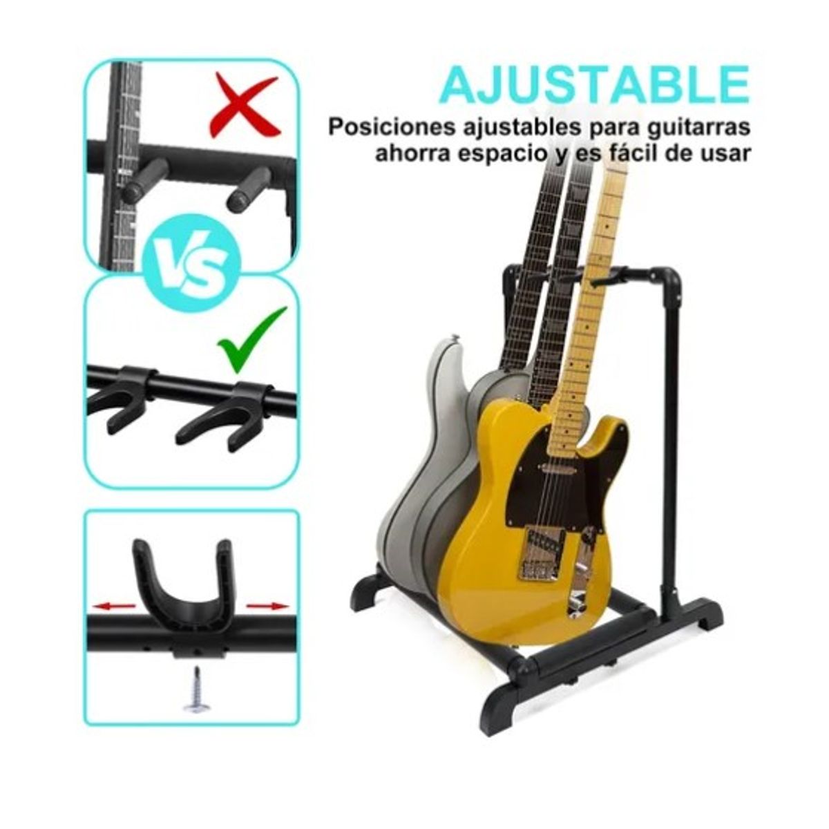 OFERTABKN - Atril Soporte Triple Para Guitarra Y Bajo Portatil