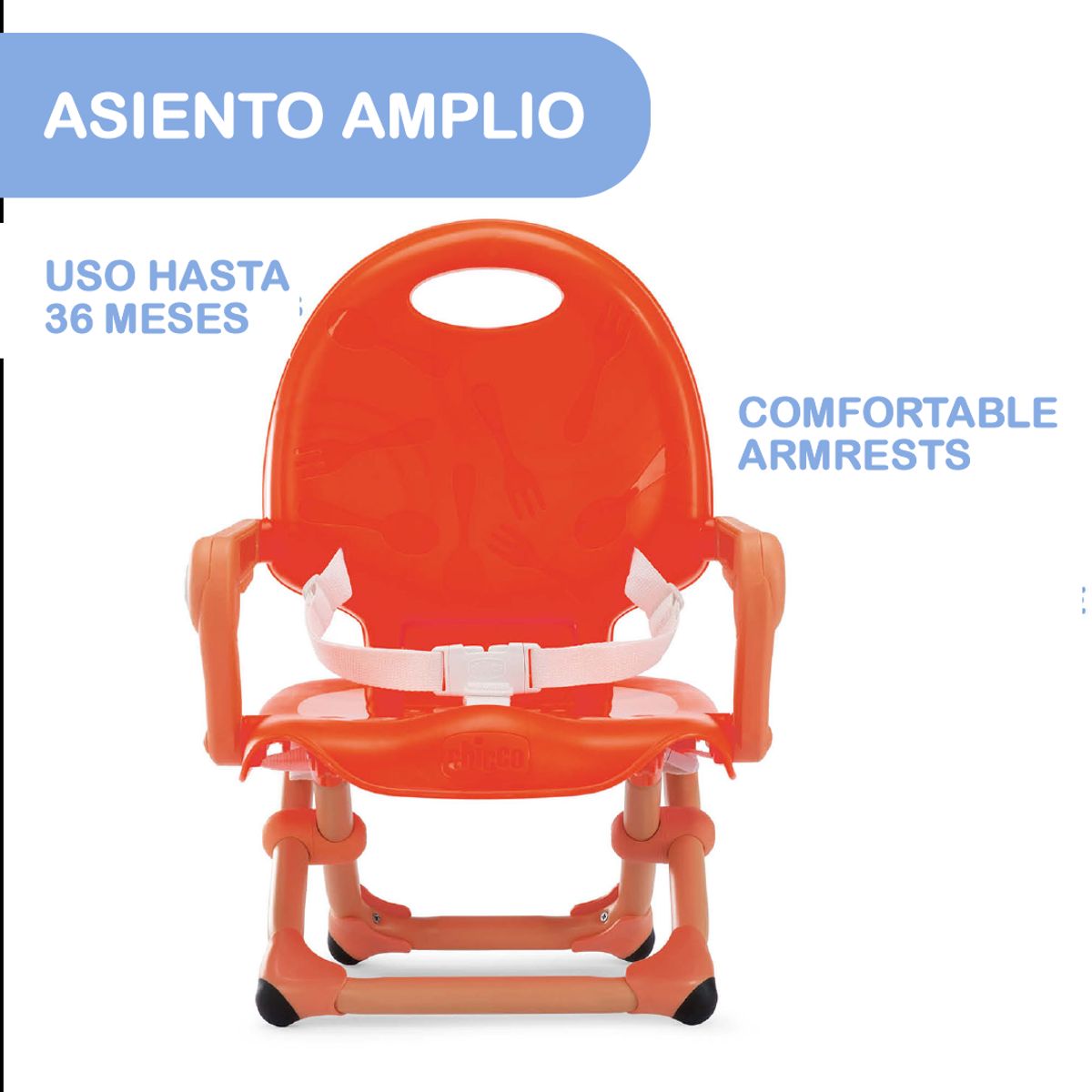 CHICCO - Silla para comer tipo booster Pocket Snack de Chicco, Poppy Red