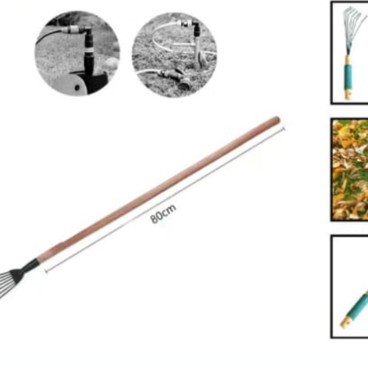 GENERICO - Rastrillo De Cesped Jardineria Mango Madera 80 Cm