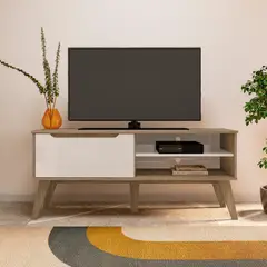 EXIT - Rack TV hasta 55 pulgadas 134x60x40 cm Beige Roble - Lotus II