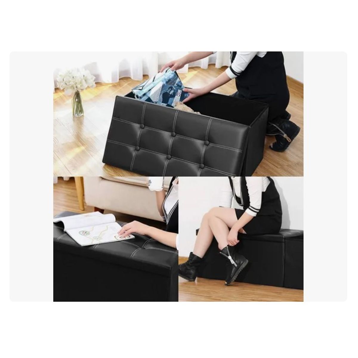 OFERTABKN - Banqueta Baul Puff Baul Organizador Puff Sillon 76x38cm