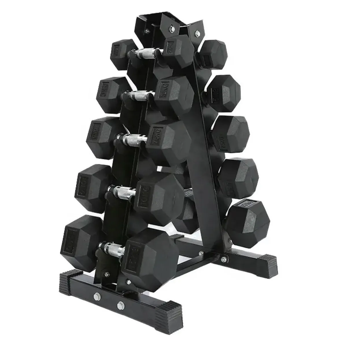 21K SPORTS - Set Mancuernas 75 Kilos Hexagonales + Rack Profesional