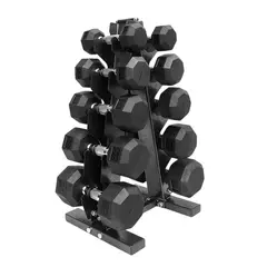 MUNDO ONLINE - Set Mancuernas 75 Kilos Hexagonales + Rack Profesional