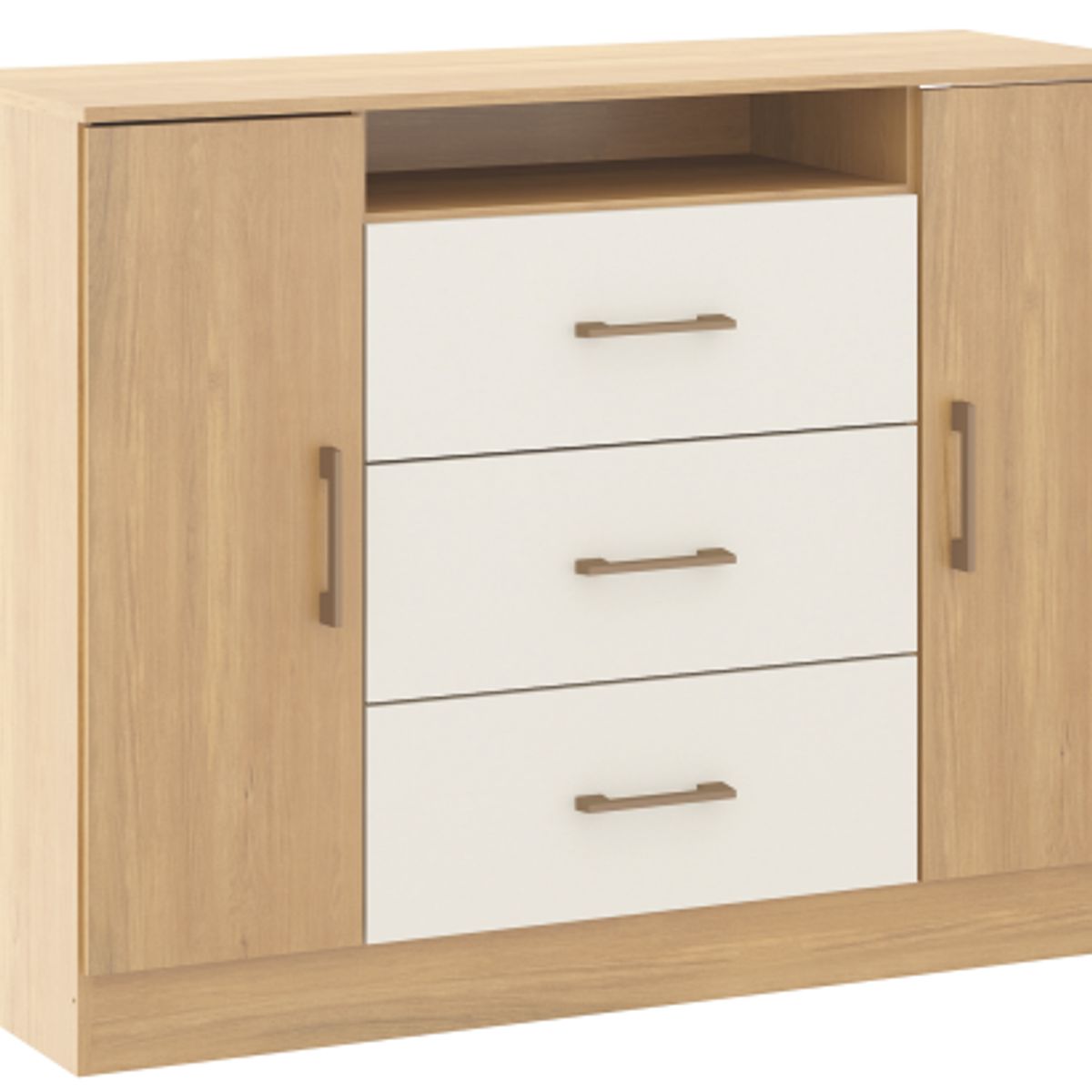 EXIT - Cómoda 3 Cajones 2 Puertas 122x94x43 cm