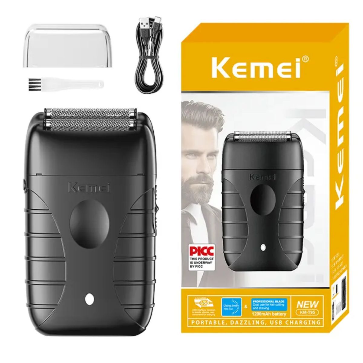 KEMEI - Maquina de Afeitadora Kemei Km-T95 Shaver Profesional Negra