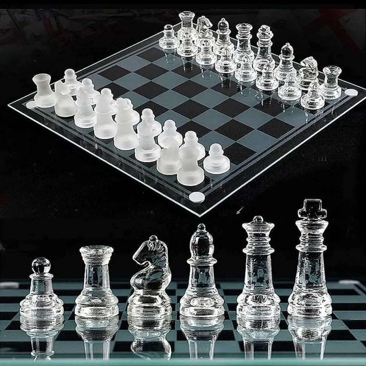 GENERICO - Juego Ajedrez Tablero de Cristal 25x25