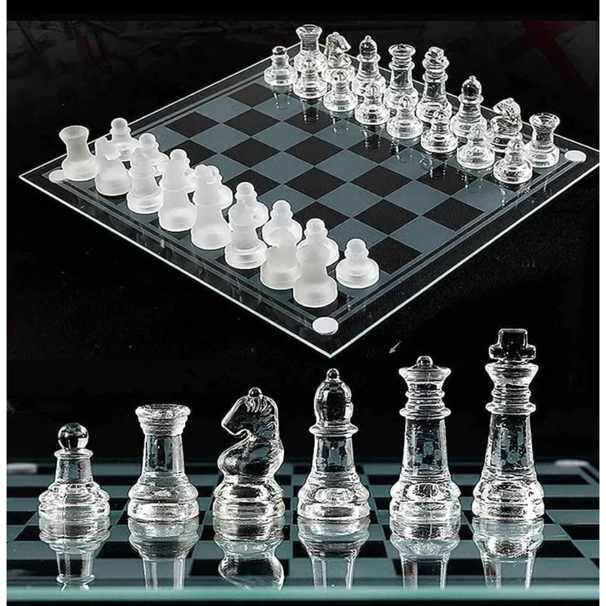 GENERICO - Juego Ajedrez Tablero de Cristal 25x25