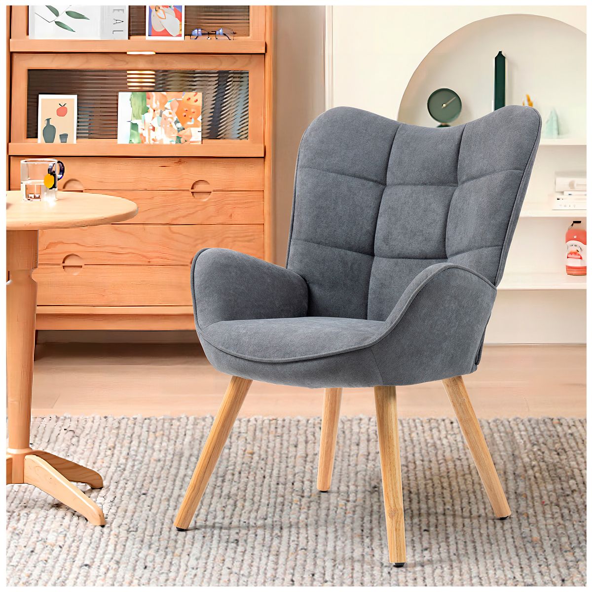 NOVAHUS - Sitial New Kas Acolchado con Apoyabrazos Gris