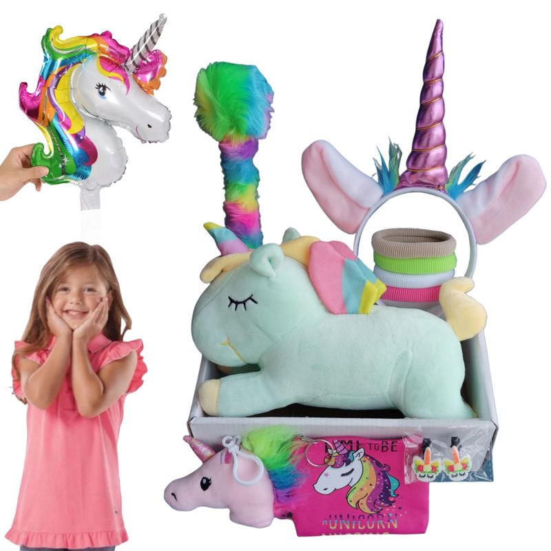 GENERICO - Set muñeco unicornio de peluche más accesorios,  regalo kawaii