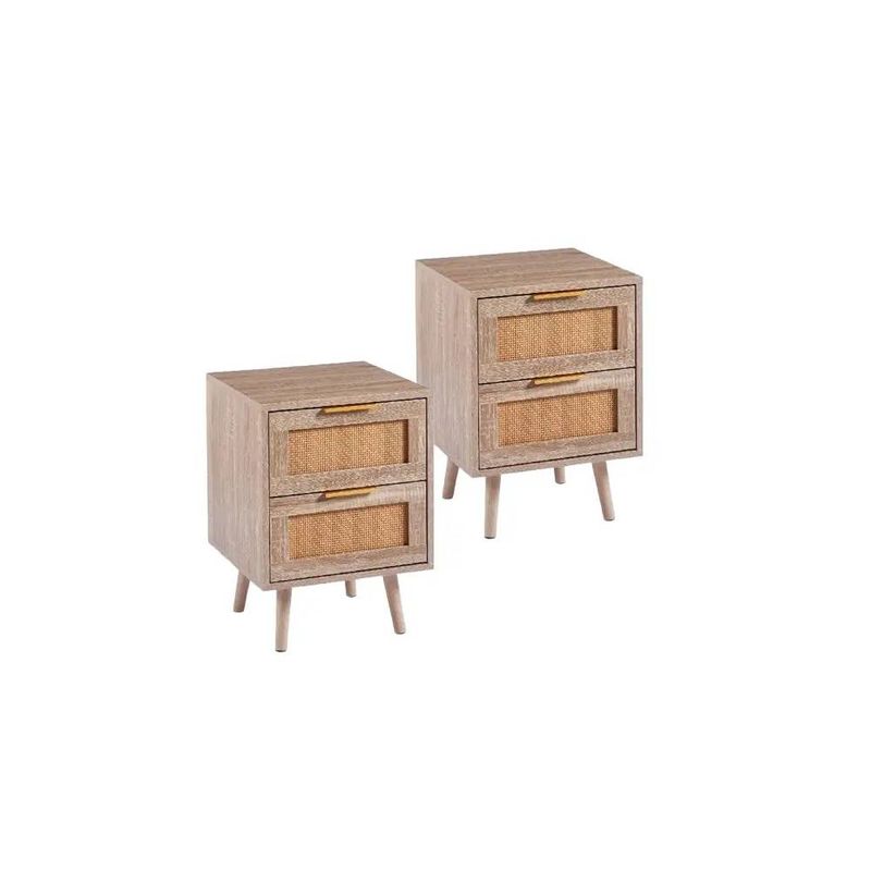 GENERICO - Pack 2 Veladores Eames Mesh Doble - Madera oscura
